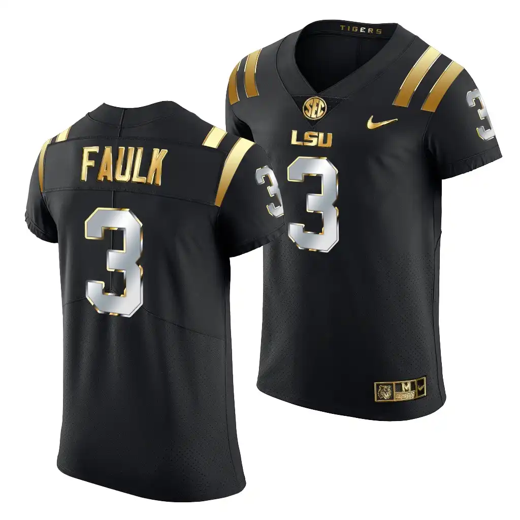 Men's LSU Tigers Kevin Faulk #3 Golden Edition Black NFL Elite NCAA Football Jersey